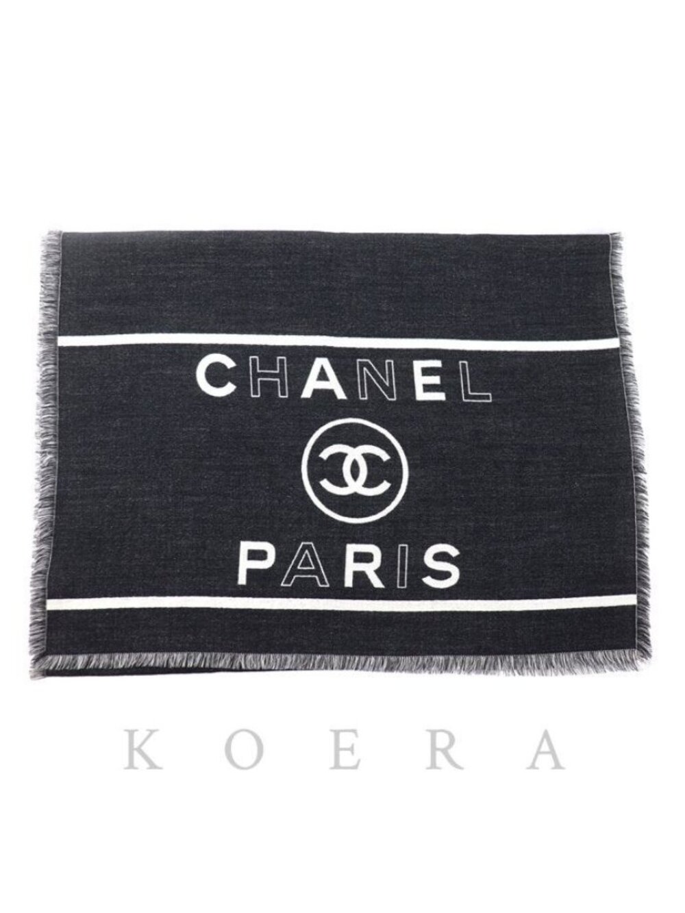 Chanel CC Logo Shawl Black Scarf